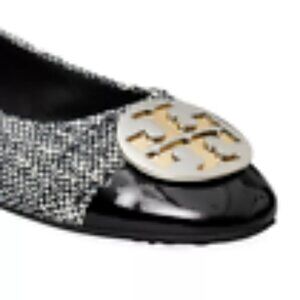 NIB Tory Burch Claire Tweed Cap-Toe Ballerina Flats -9